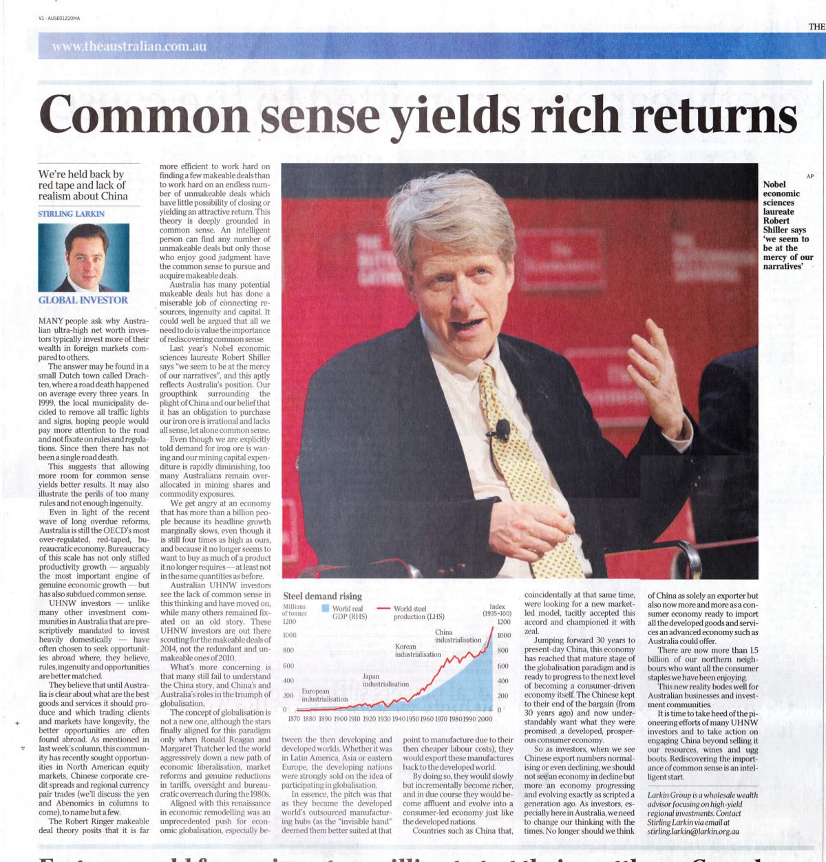 australian standfirst discusses investor education in 2014 in the australian newspaper