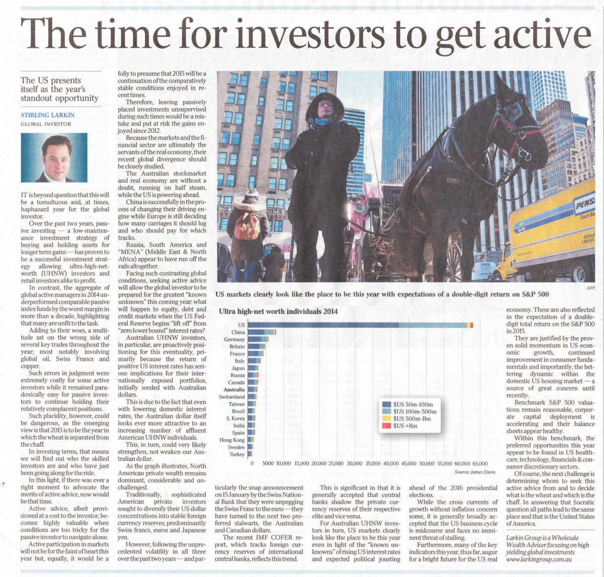 australian standfirst discusses us markets and growth sectors in 2015 in the australian newspaper