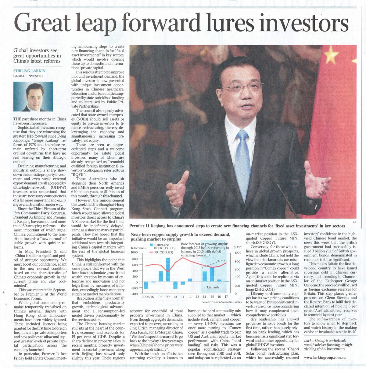 australian standfirst discusses investing in china in 2014 in the australian newspaper