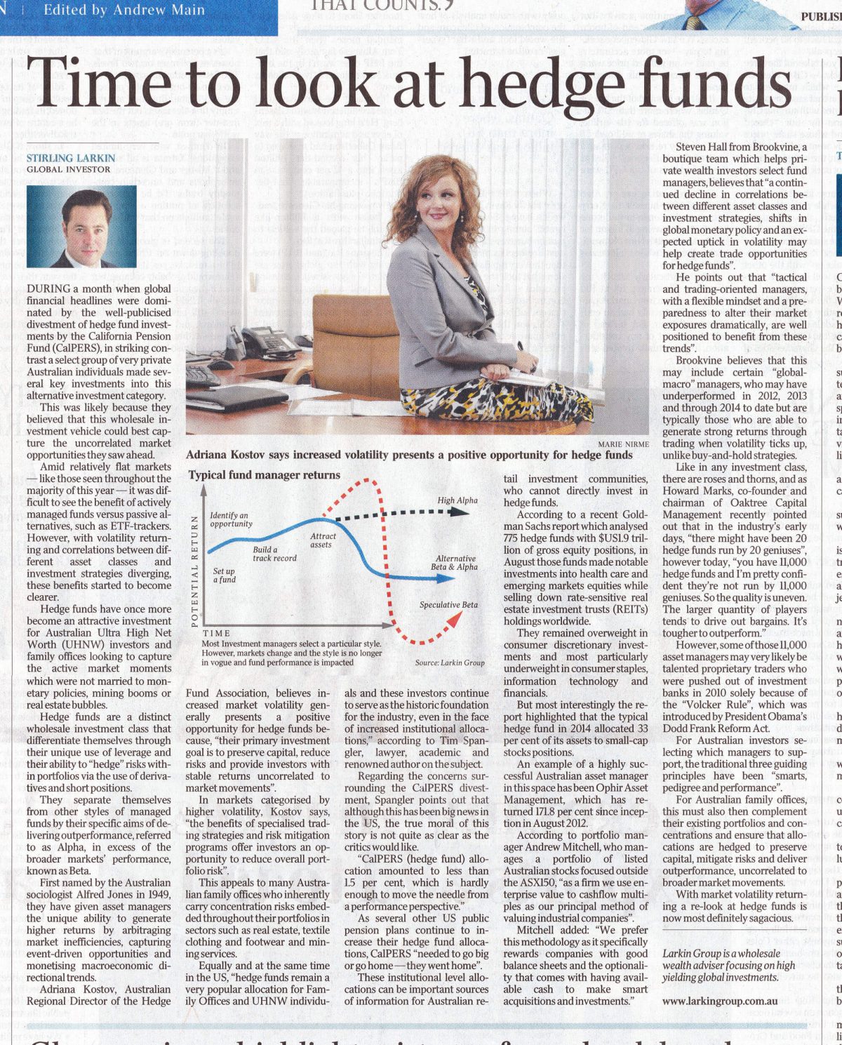 australian standfirst discusses hedge funds in 2014 in the australian newspaper